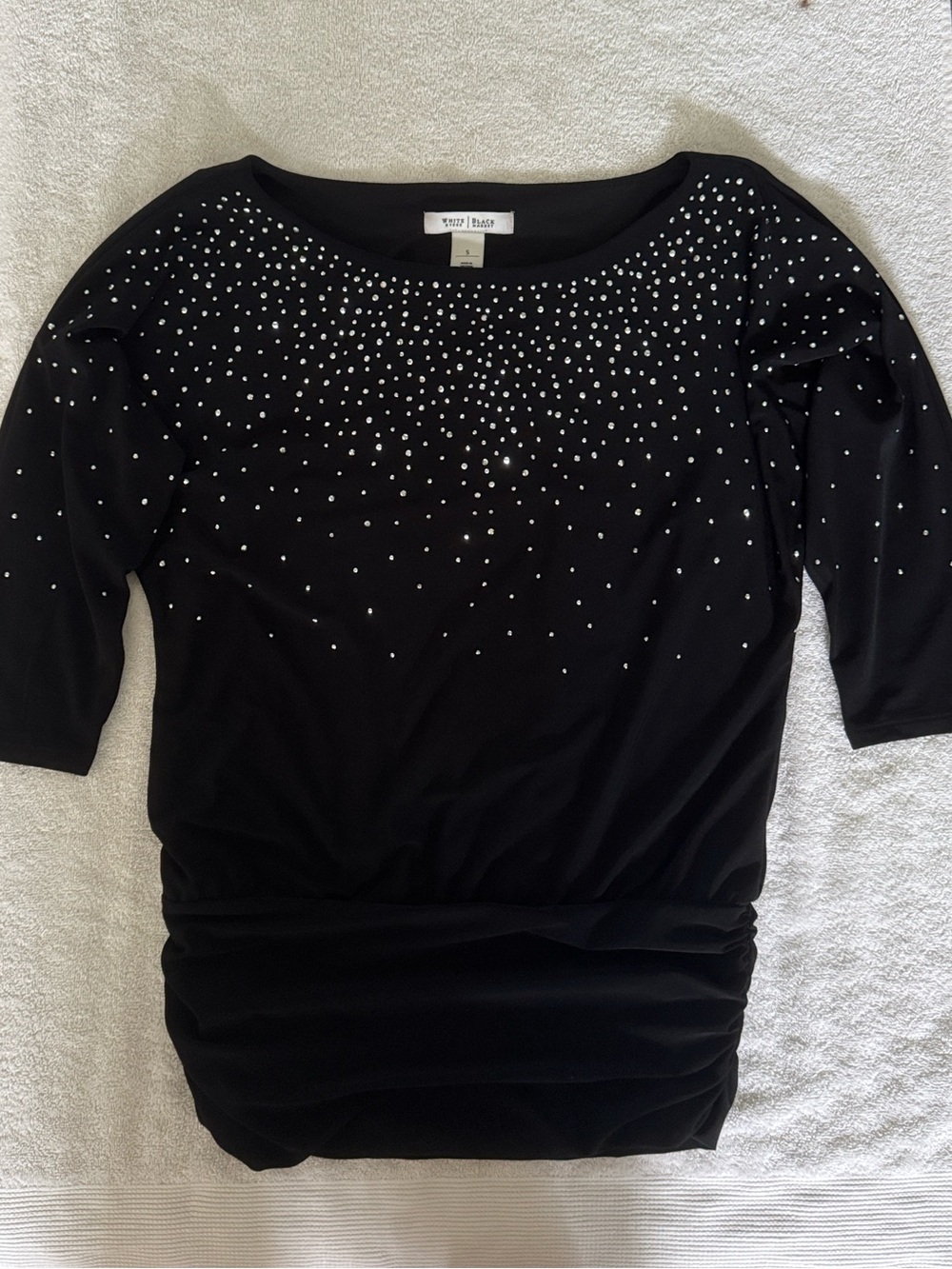 NWT White House Black Market Black Silver Studded Dolman Sleeve Top Size S